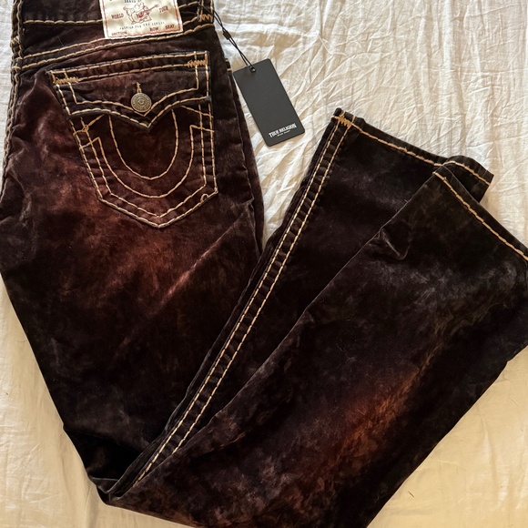 True Religion RICKY BROWN VELVET SUPER T STRAIGHT JEAN 34” - Picture 1 of 6